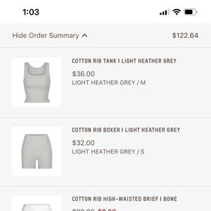 Skims Heather gray tank & boxers